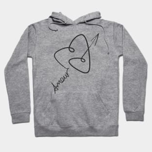 Heart-shaped curved Cupid's arrow. Amour. Hoodie